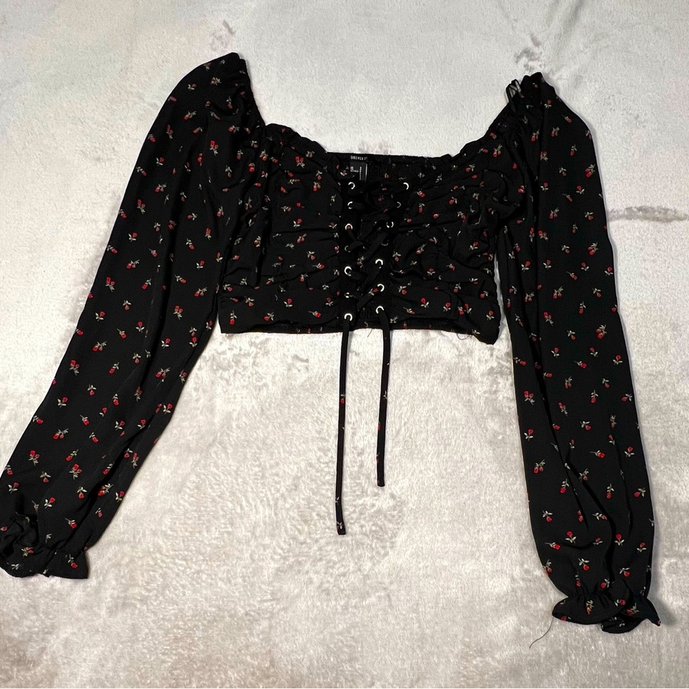 Long Sleeve Lace Up Blouse | Size Small